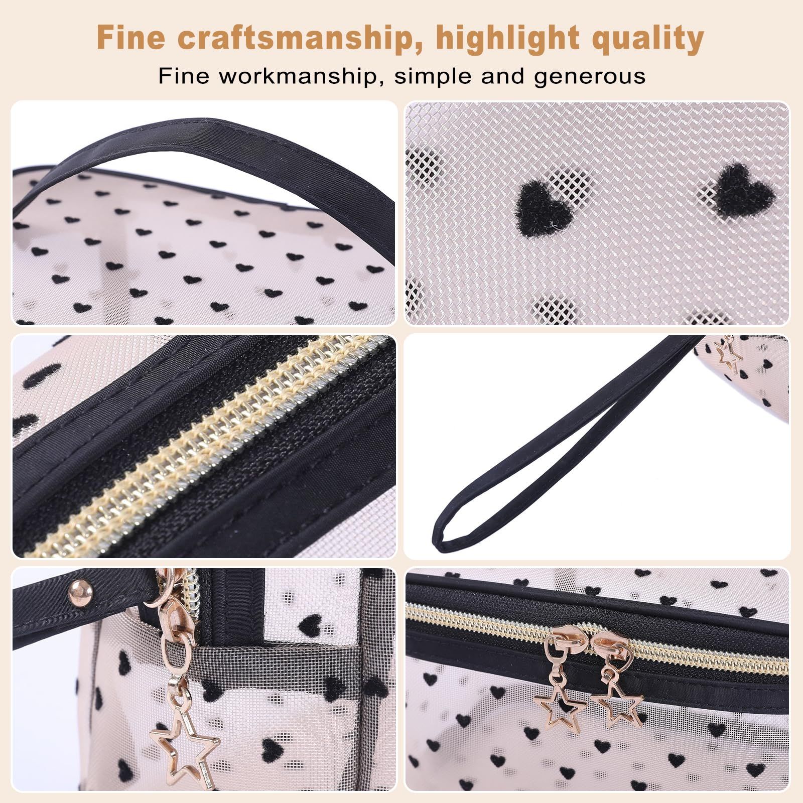 5 Pcs/Set Mesh Makeup Bag Mesh Cosmetic Bag with Zipper with Zipper Portable view 4