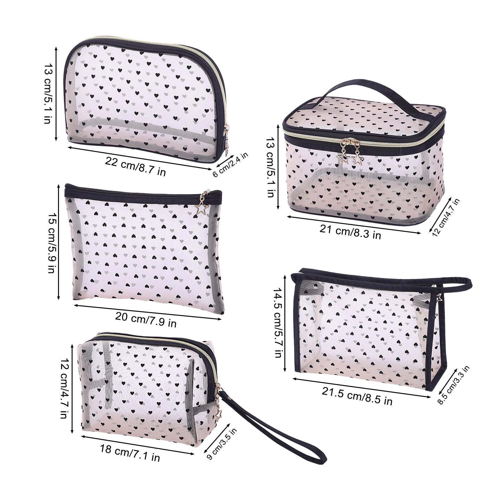 5 Pcs/Set Mesh Makeup Bag Mesh Cosmetic Bag with Zipper with Zipper Portable view 5
