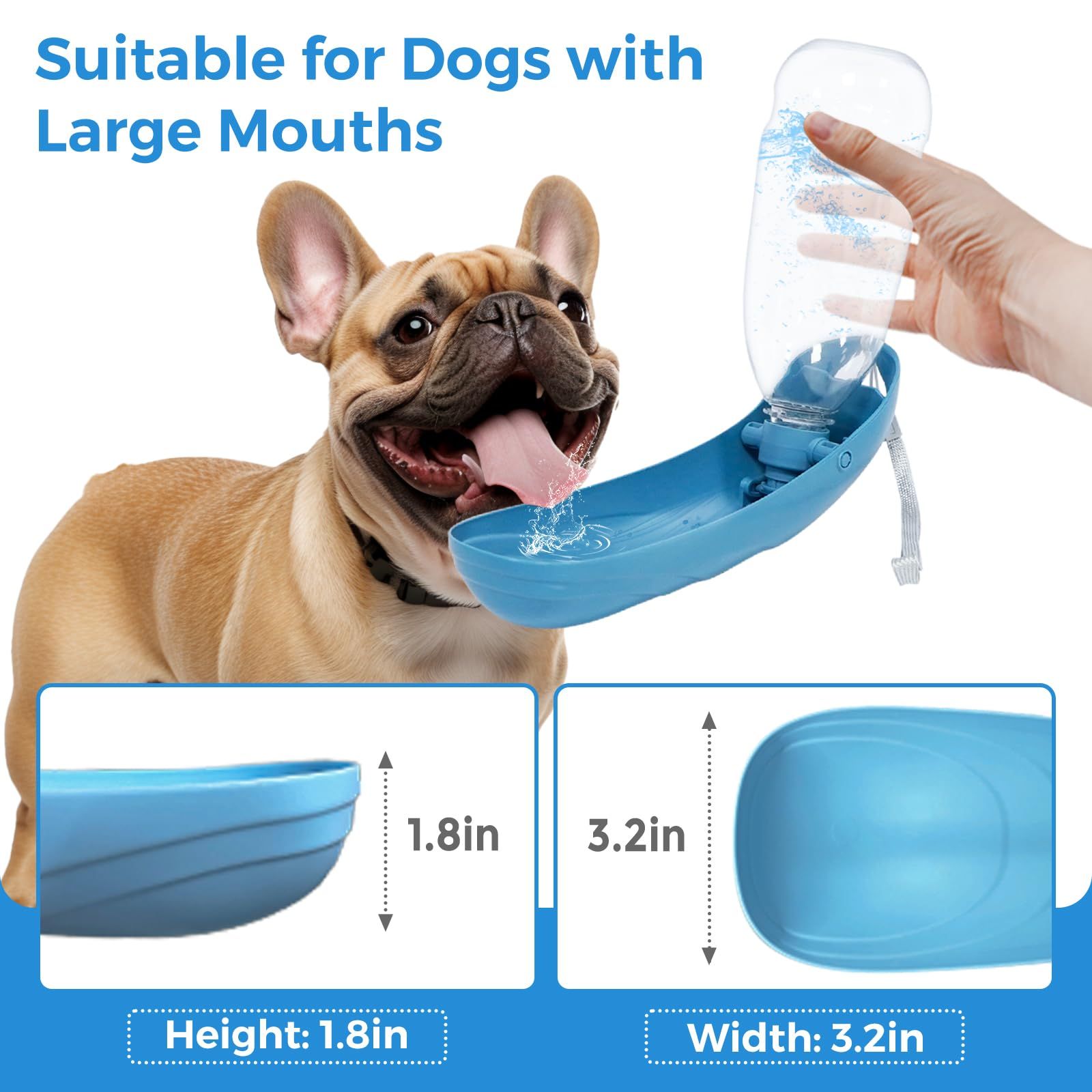 19oz Dog Water Bottle, Collapsible Dog Travel Water Bottle, Portable Dog Water view 3