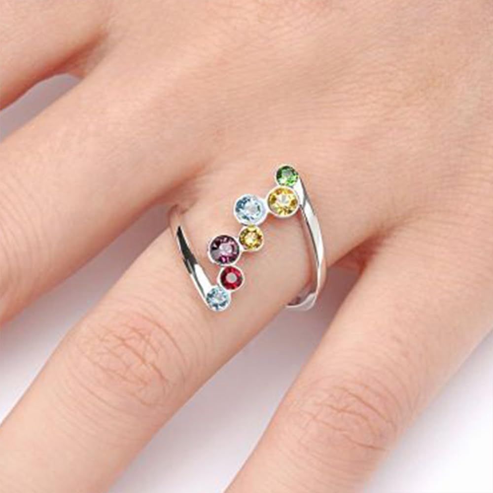 Colorful Wedding Engagement Rings for Women Girls Cubic Zirconia Anniversary view 2