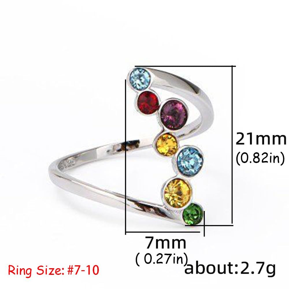 Colorful Wedding Engagement Rings for Women Girls Cubic Zirconia Anniversary view 5
