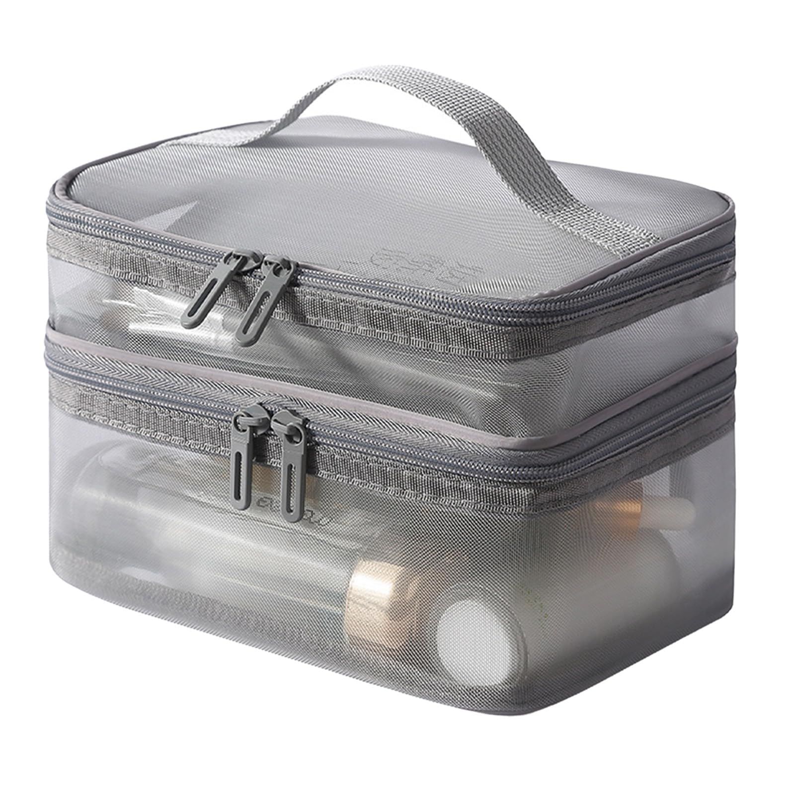 Double Layer Travel Makeup Bag Mesh Bag for Women