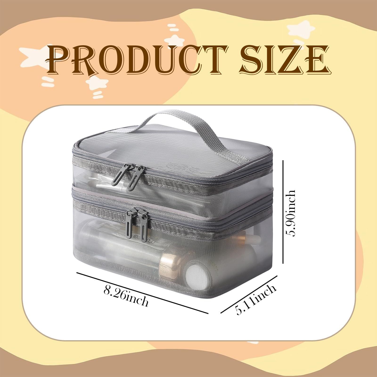 Double Layer Travel Makeup Bag Mesh Bag for Women view 5