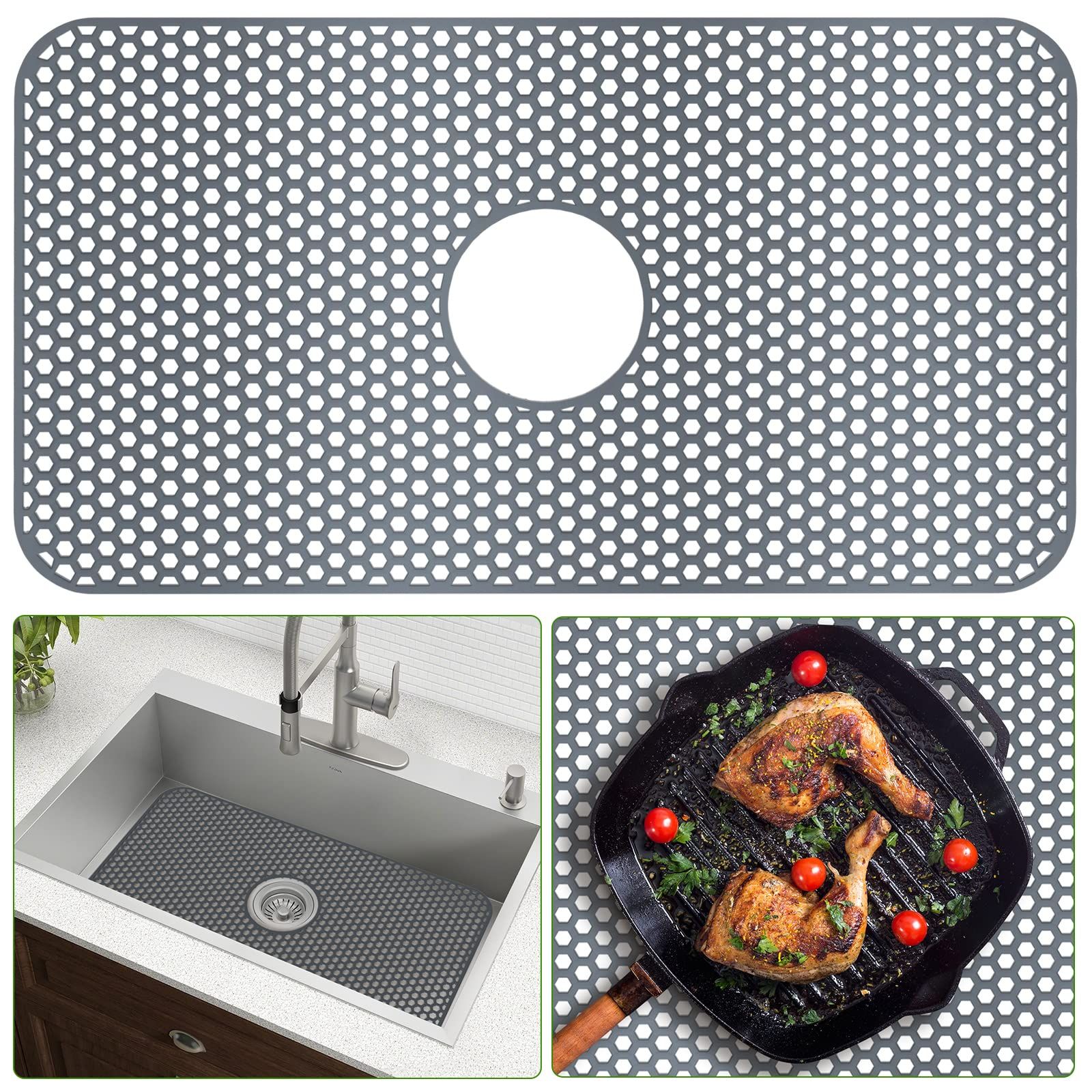Silicone Sink Mat Kitchen Sink Mats 26''x14'' Sink Protectors for Kitchen Sink