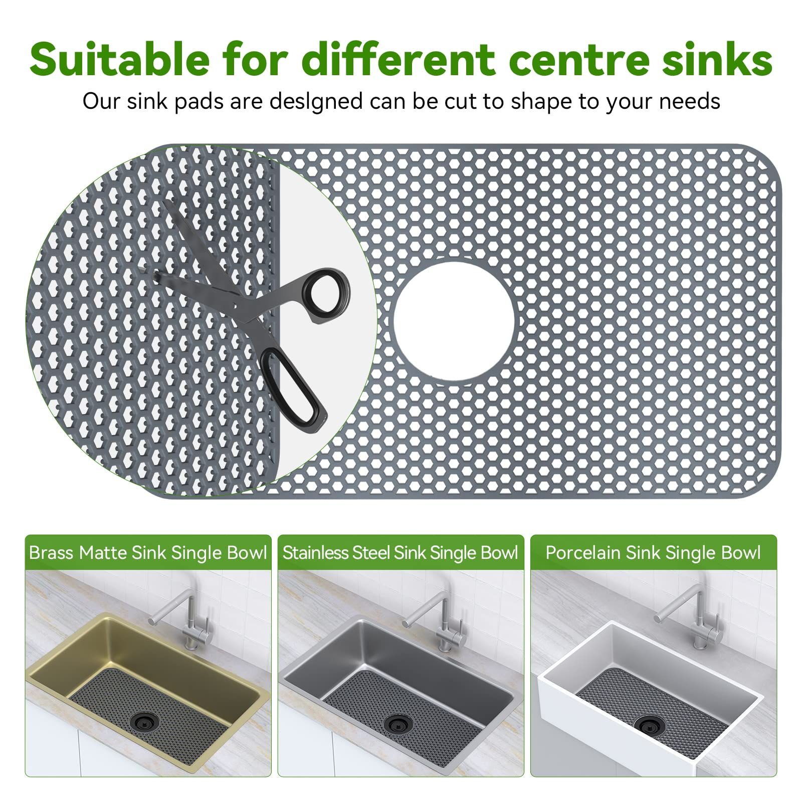 Silicone Sink Mat Kitchen Sink Mats 26''x14'' Sink Protectors for Kitchen Sink view 3