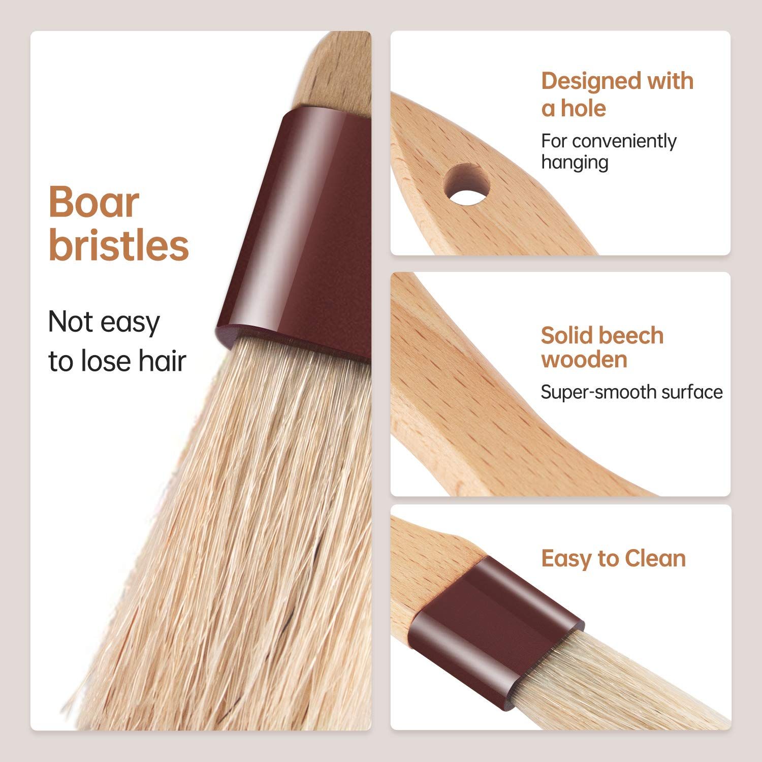 Pastry Brushes for Baking Basting Brush with Boar Bristles and Beech Hardwood view 4