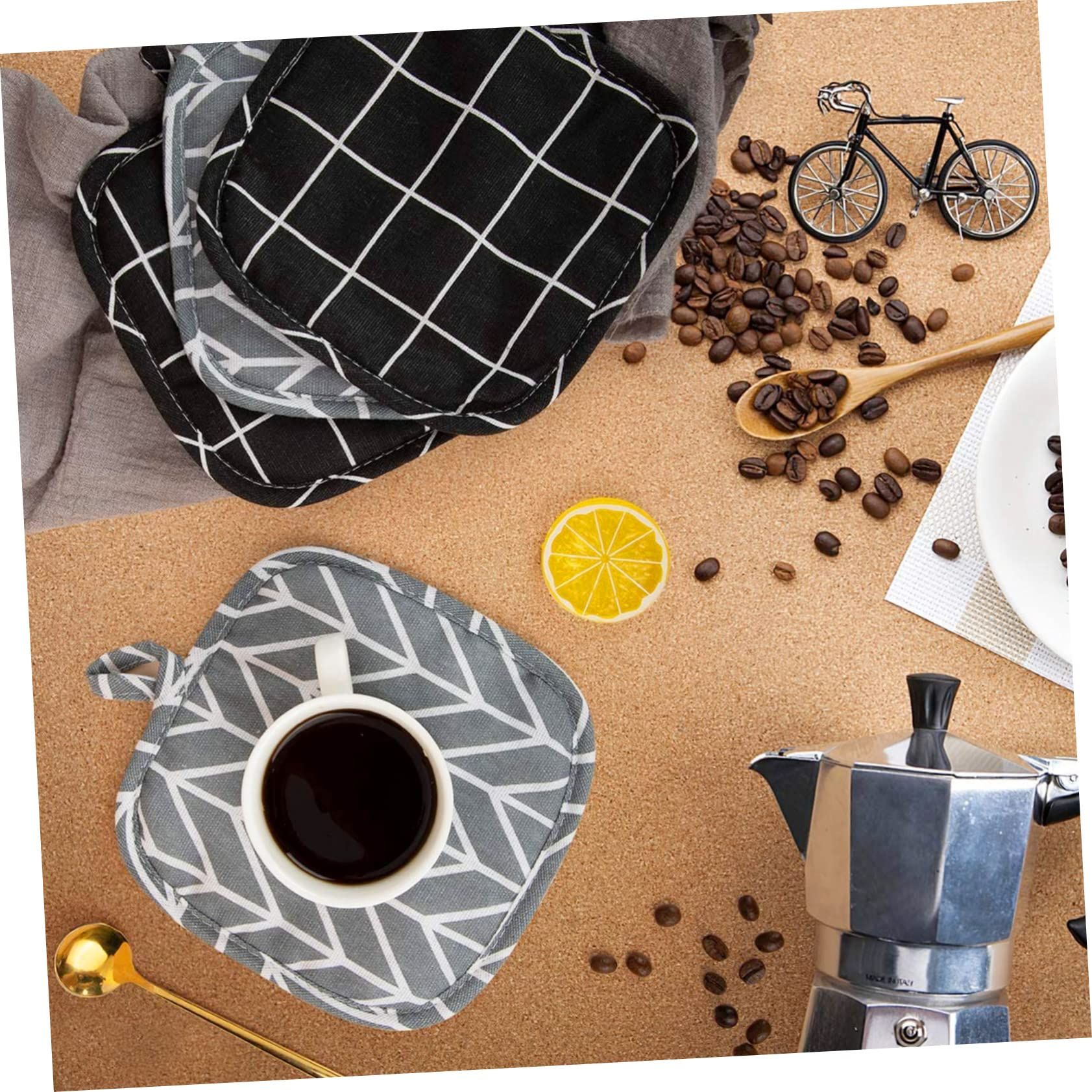 2 pcs Cotton Insulation Pad Cloth Pot Holder Silicone Hot Bowl Holder Kitchen view 4