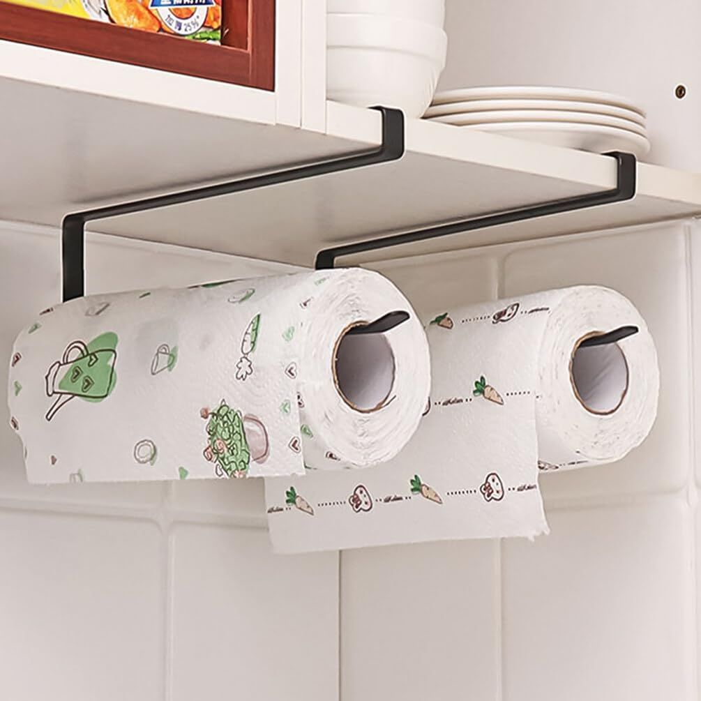 Paper Towel Holder Dispenser Under Cabinet Paper Roll Holders (NO Drilling) view 3