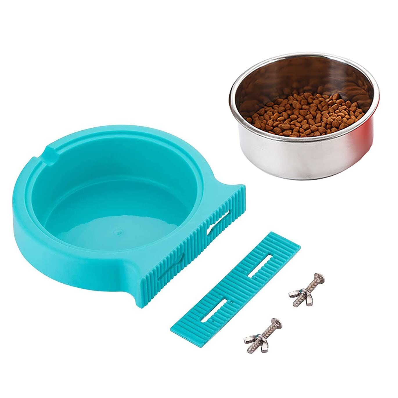 Crate Dog Bowl Removable Stainless Steel Water Food Feeder Bowls Cage Coop Cup view 5