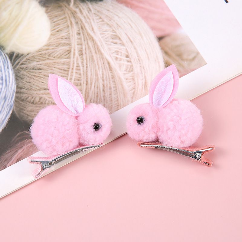 Cute cartoon rabbit hair clip three-dimensional soft plush rabbit hair clip view 2
