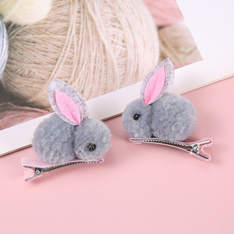 Cute cartoon rabbit hair clip three-dimensional soft plush rabbit hair clip view 5