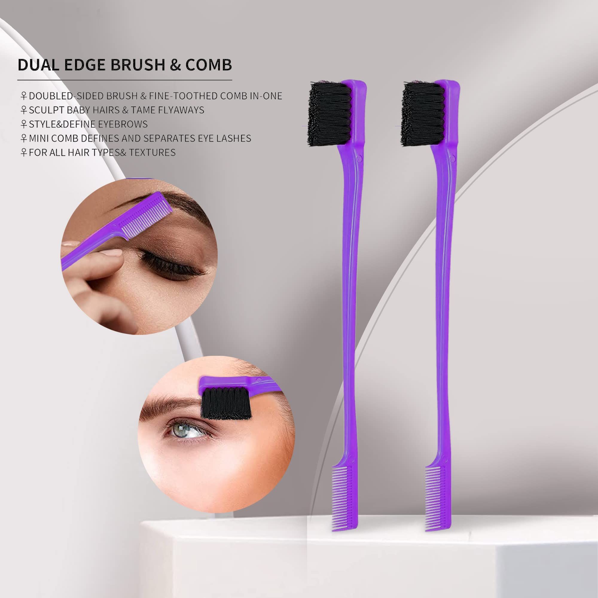 2 Pieces Soft Style Double Sided Edge Control Hair Brush Comb Combo Pack view 2