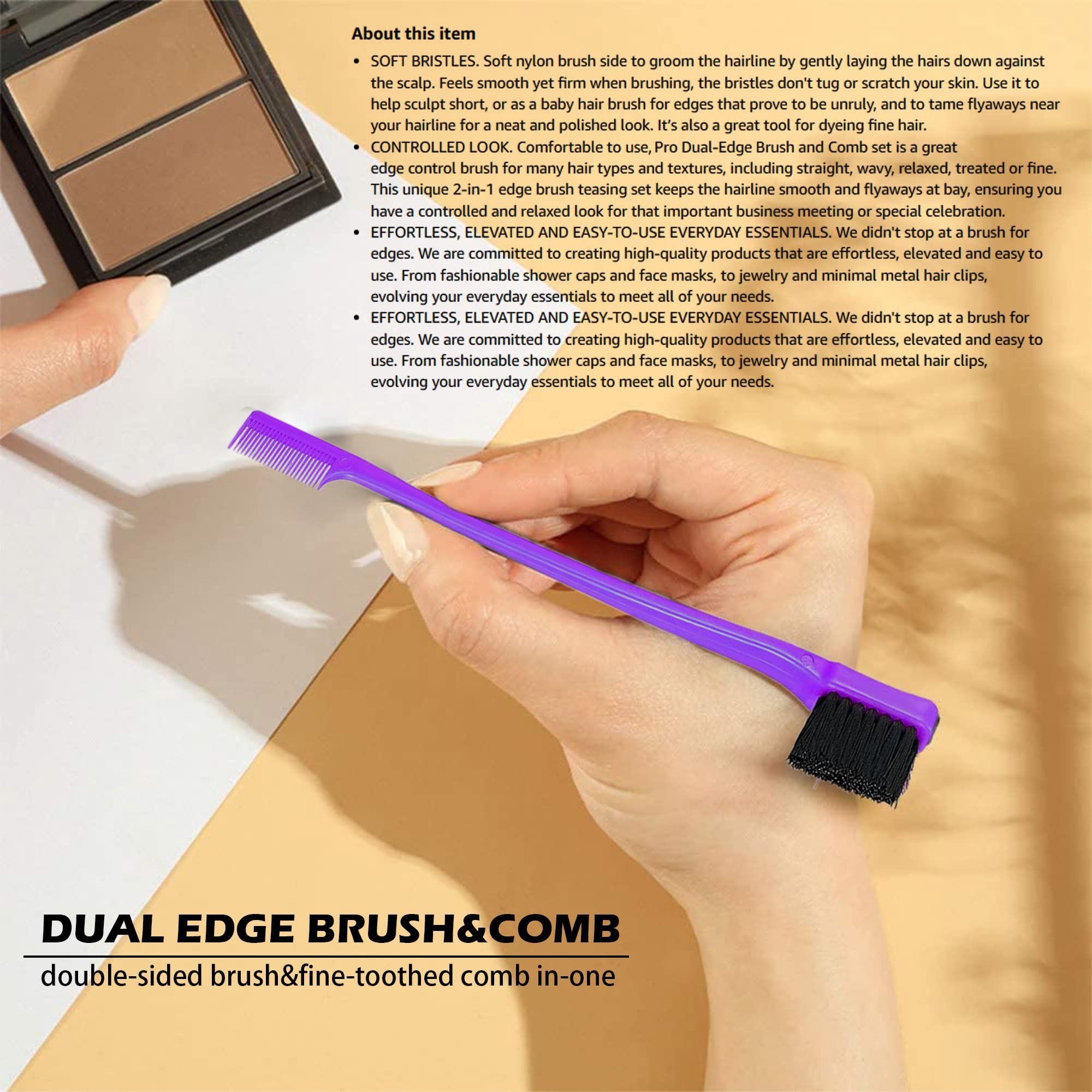 2 Pieces Soft Style Double Sided Edge Control Hair Brush Comb Combo Pack view 5