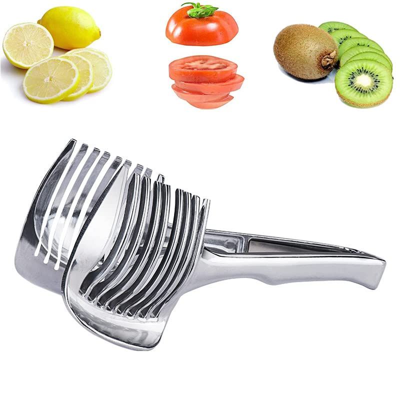 Tomato Slicer Lemon Cutter Stainless Steel Kitchen Cutting Aid Holder Tools