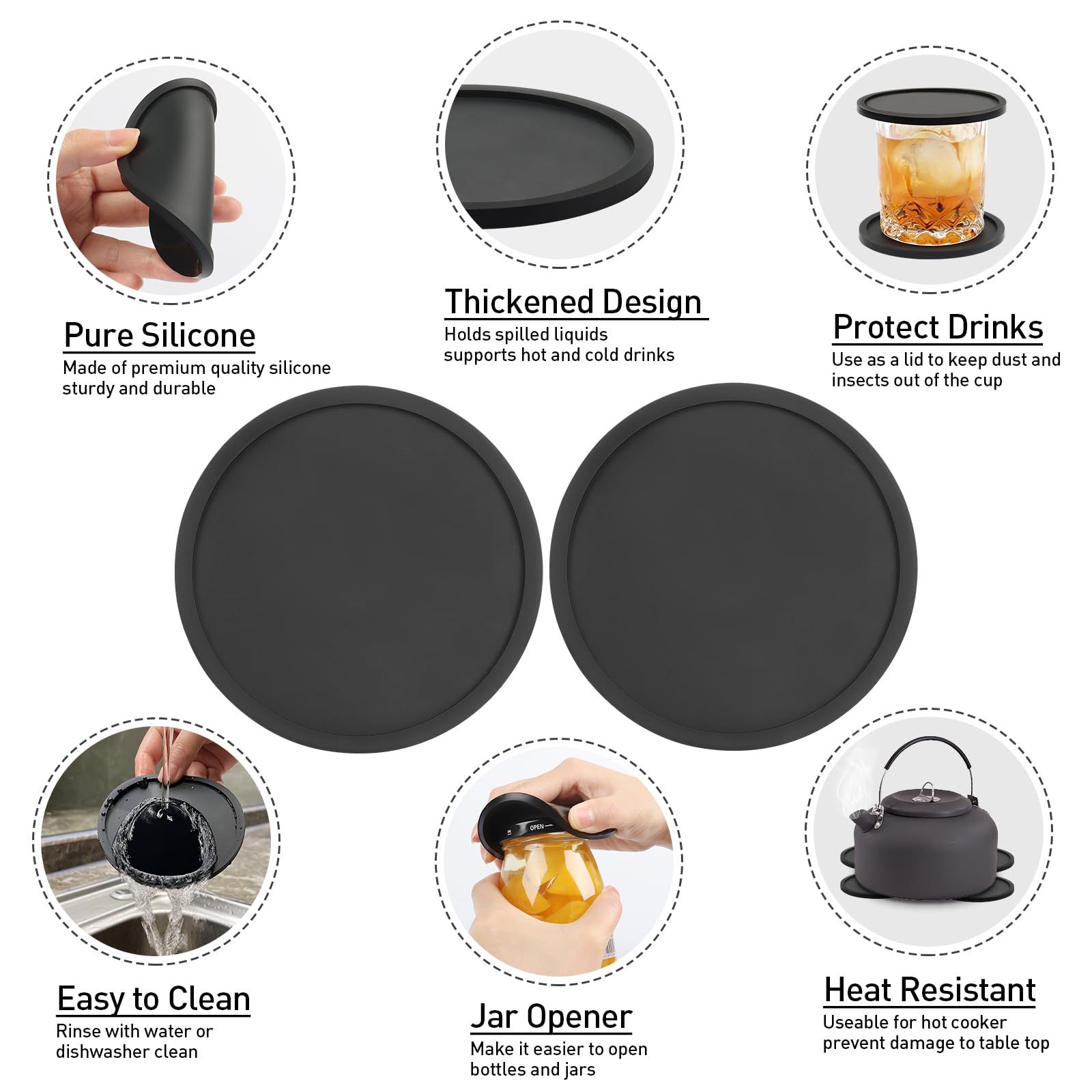 2 Pack Silicone Coasters for Drinks view 4