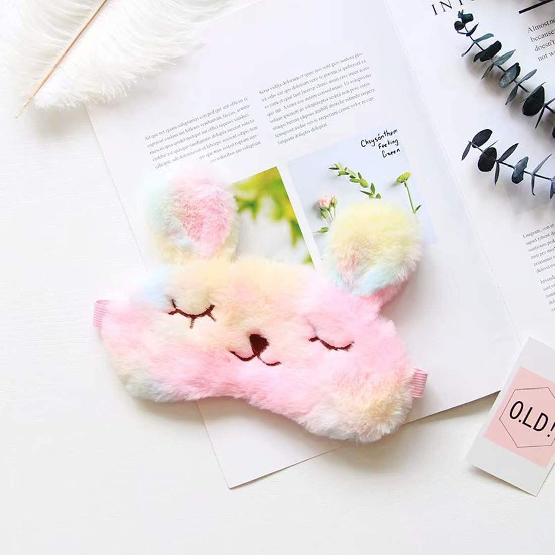 Cartoon Animal Cute Sleep Mask for Women Eye Shade Blindfold Rainbow Rabbit view 2