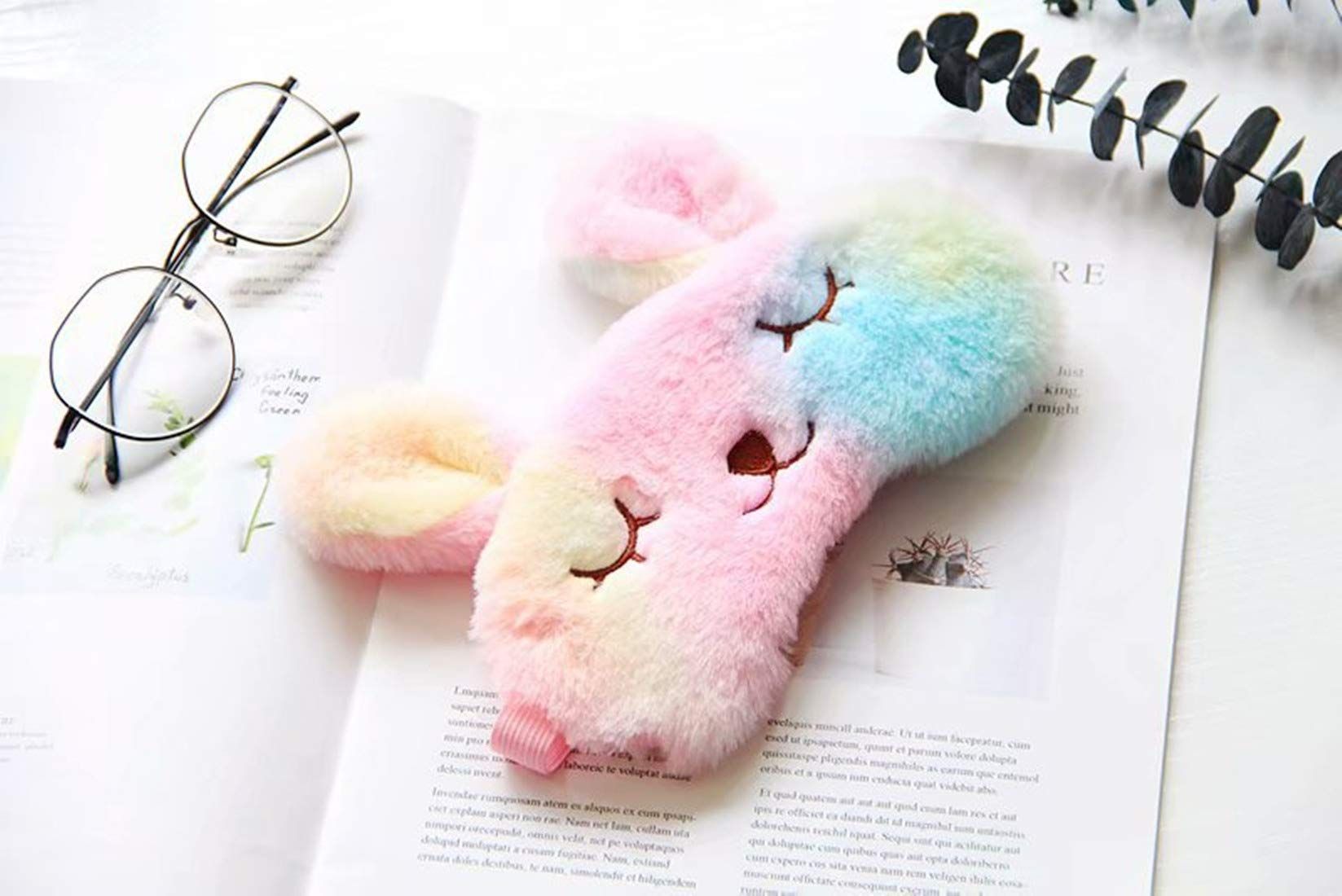 Cartoon Animal Cute Sleep Mask for Women Eye Shade Blindfold Rainbow Rabbit view 3