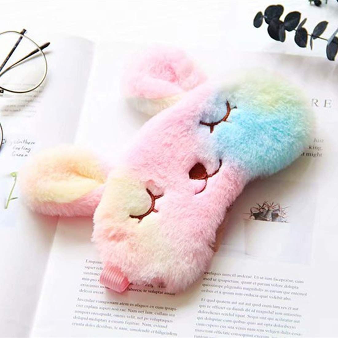 Cartoon Animal Cute Sleep Mask for Women Eye Shade Blindfold Rainbow Rabbit view 4