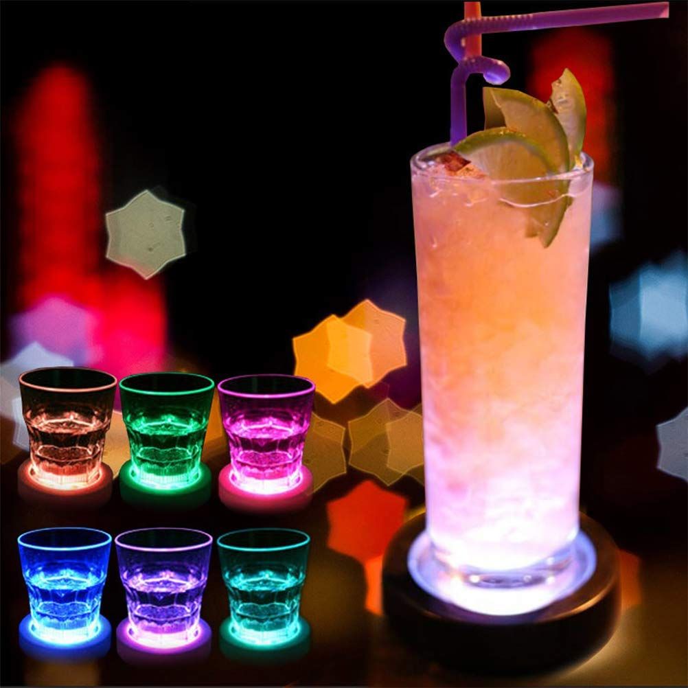 LED Coasters for Drinks, USB Rechargeable Light Up Coasters for Bar Beer view 2