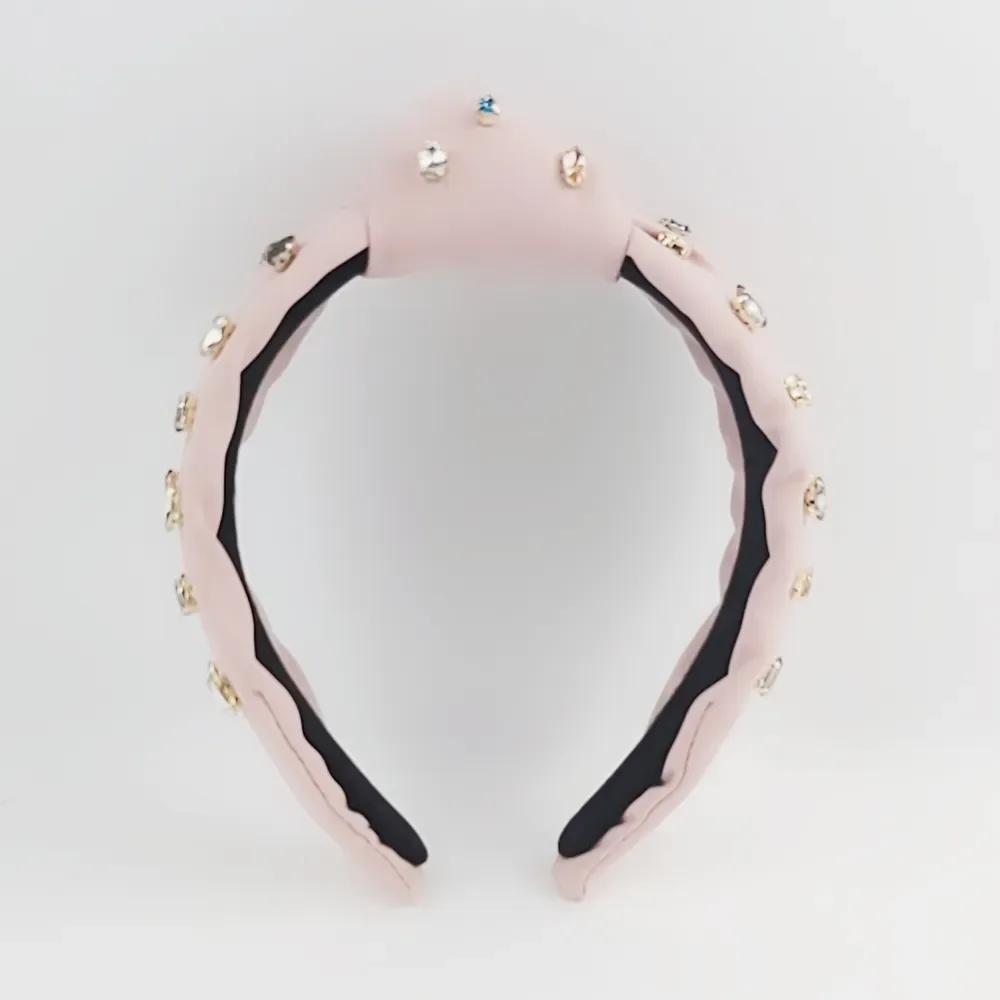 Crystal Knotted Headband for Women Non Slip Rhinestone Headband Pink Head Band view 4