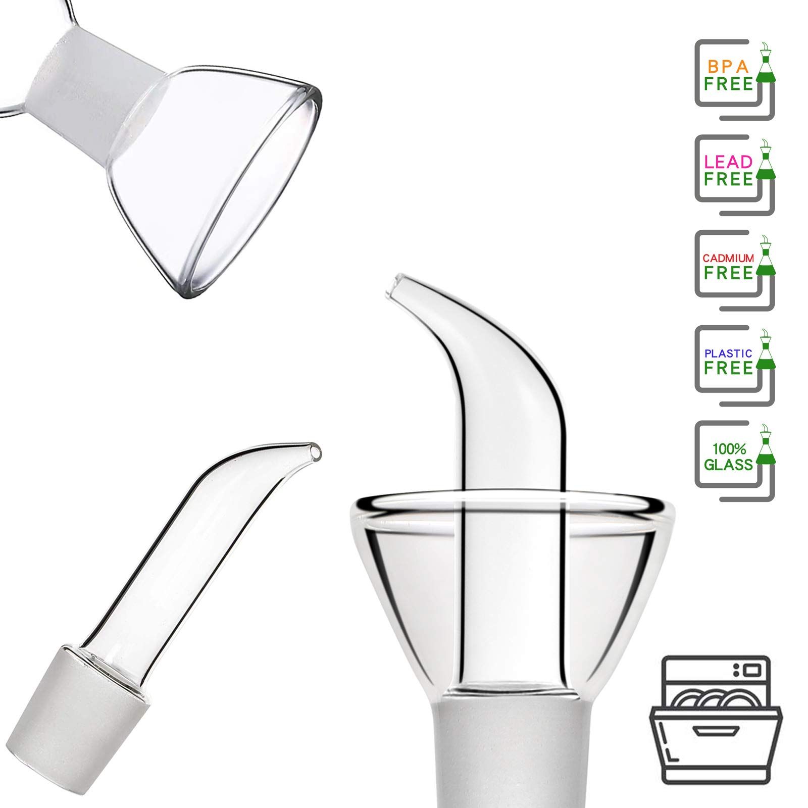 Oil bottle glass without dropper mouth - olive oil glass dispenser view 2
