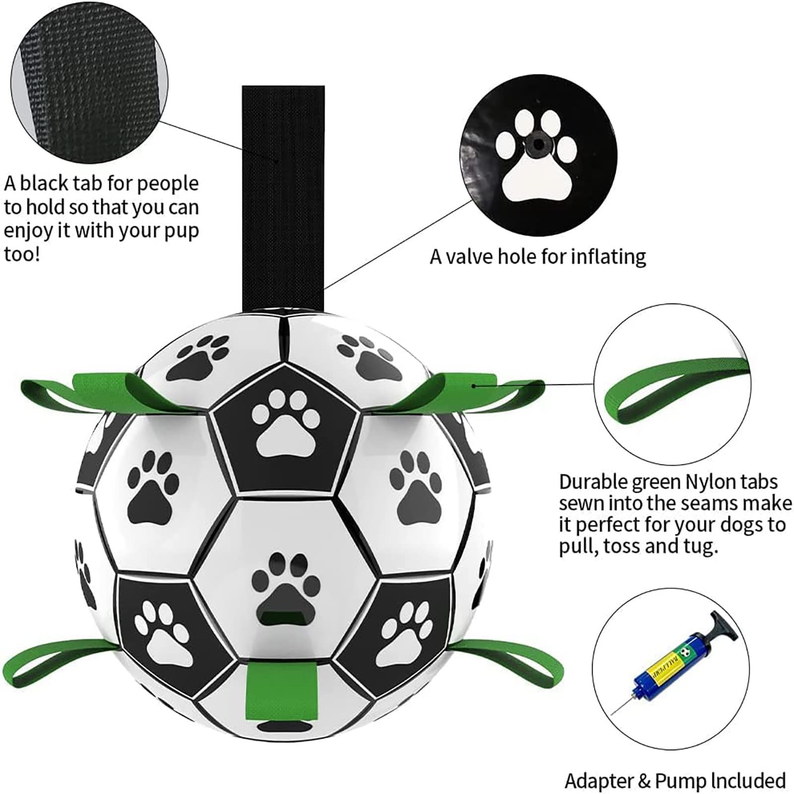 Dog Toys Soccer Ball with Straps view 3