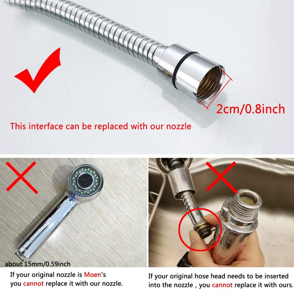 Kitchen Sink Pull Down Faucet Head Replacement 2-Functions Pull Out Sprayer view 3