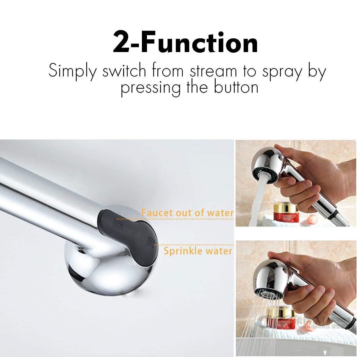 Kitchen Sink Pull Down Faucet Head Replacement 2-Functions Pull Out Sprayer view 4