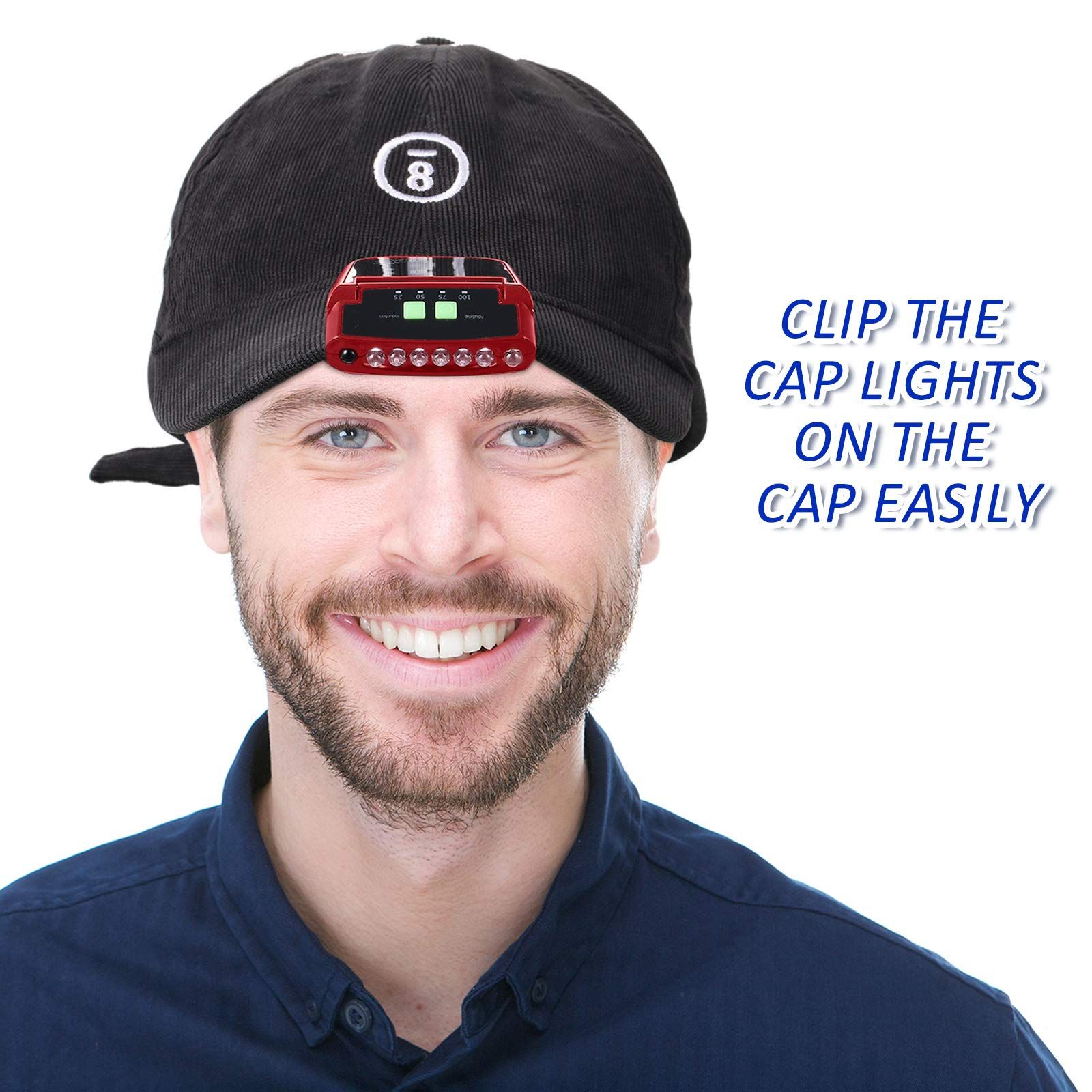 2 Pieces LED Clip on Cap Lights USB Rechargeable Cap Flashlight Clip view 5