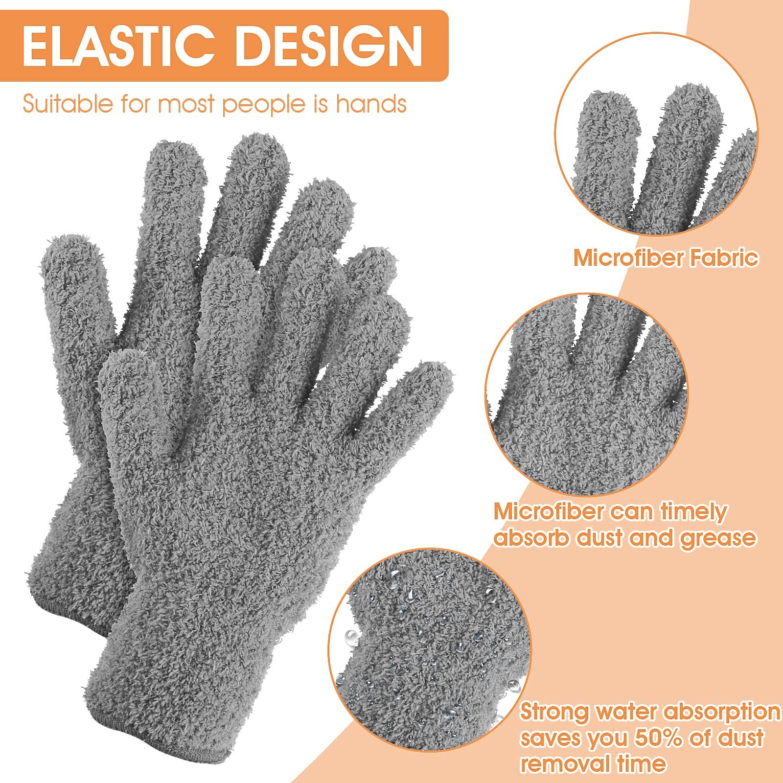 1 Pair Microfiber Dusting Gloves view 2