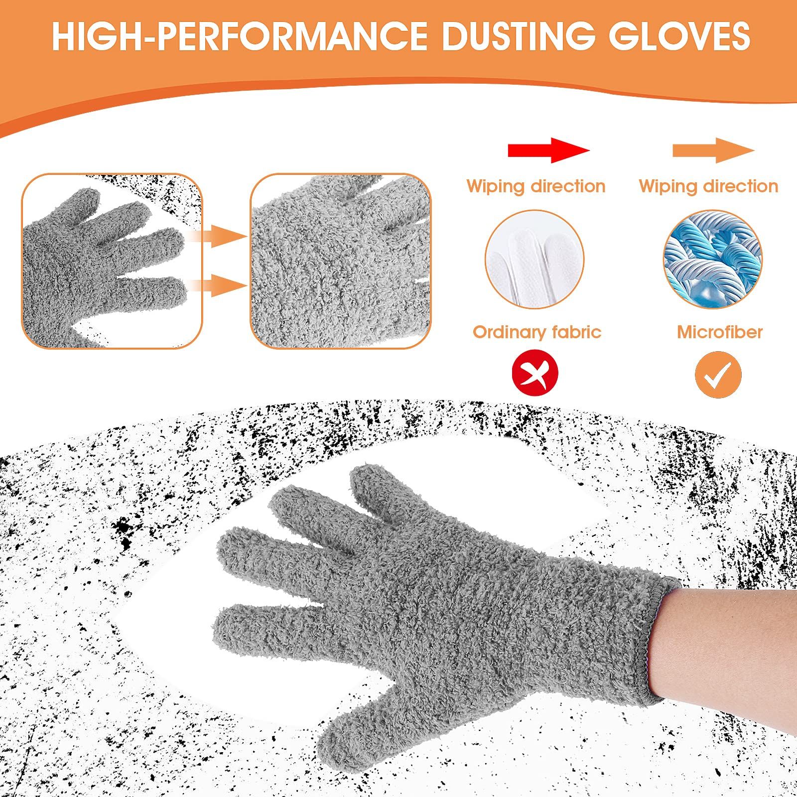 1 Pair Microfiber Dusting Gloves view 3