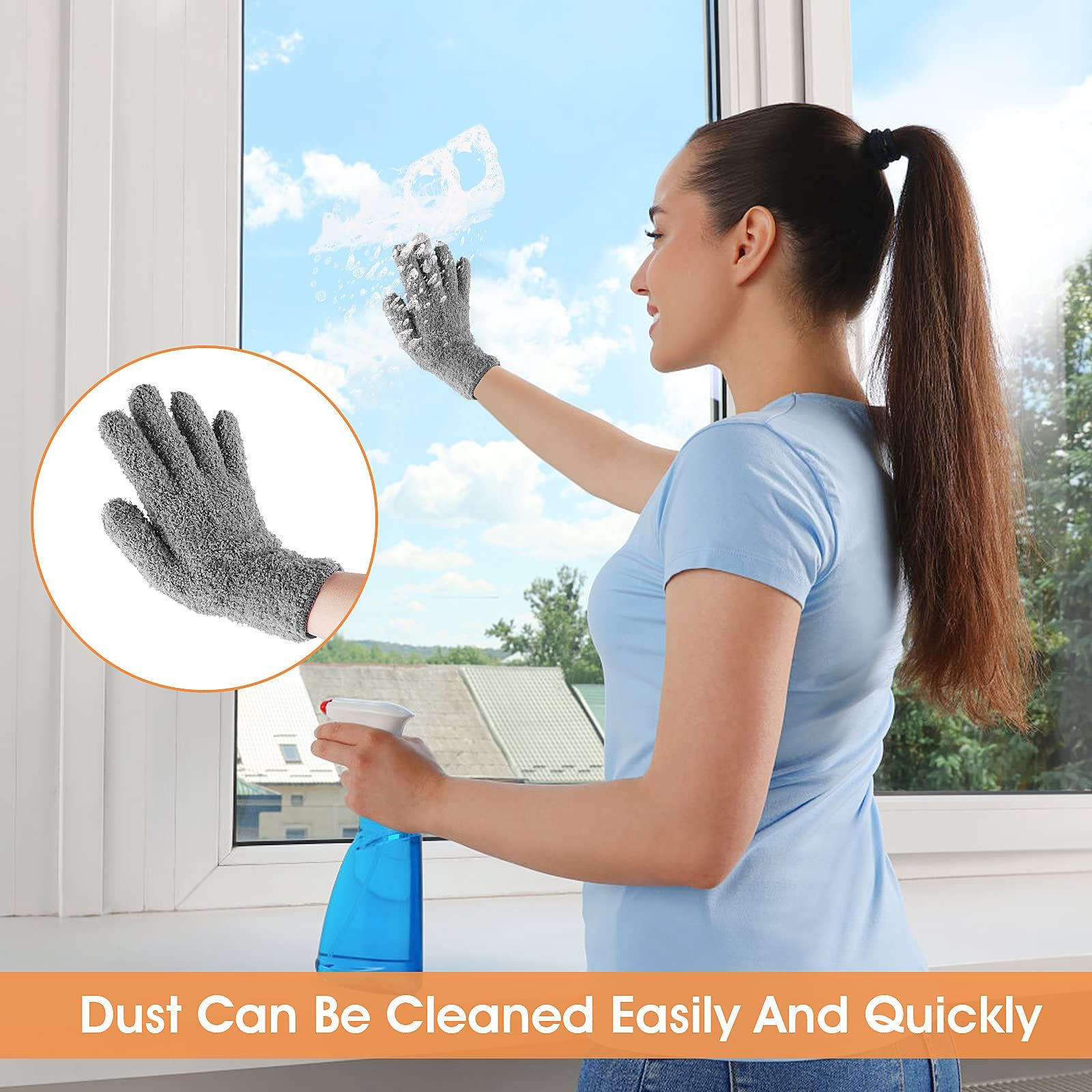 1 Pair Microfiber Dusting Gloves view 4