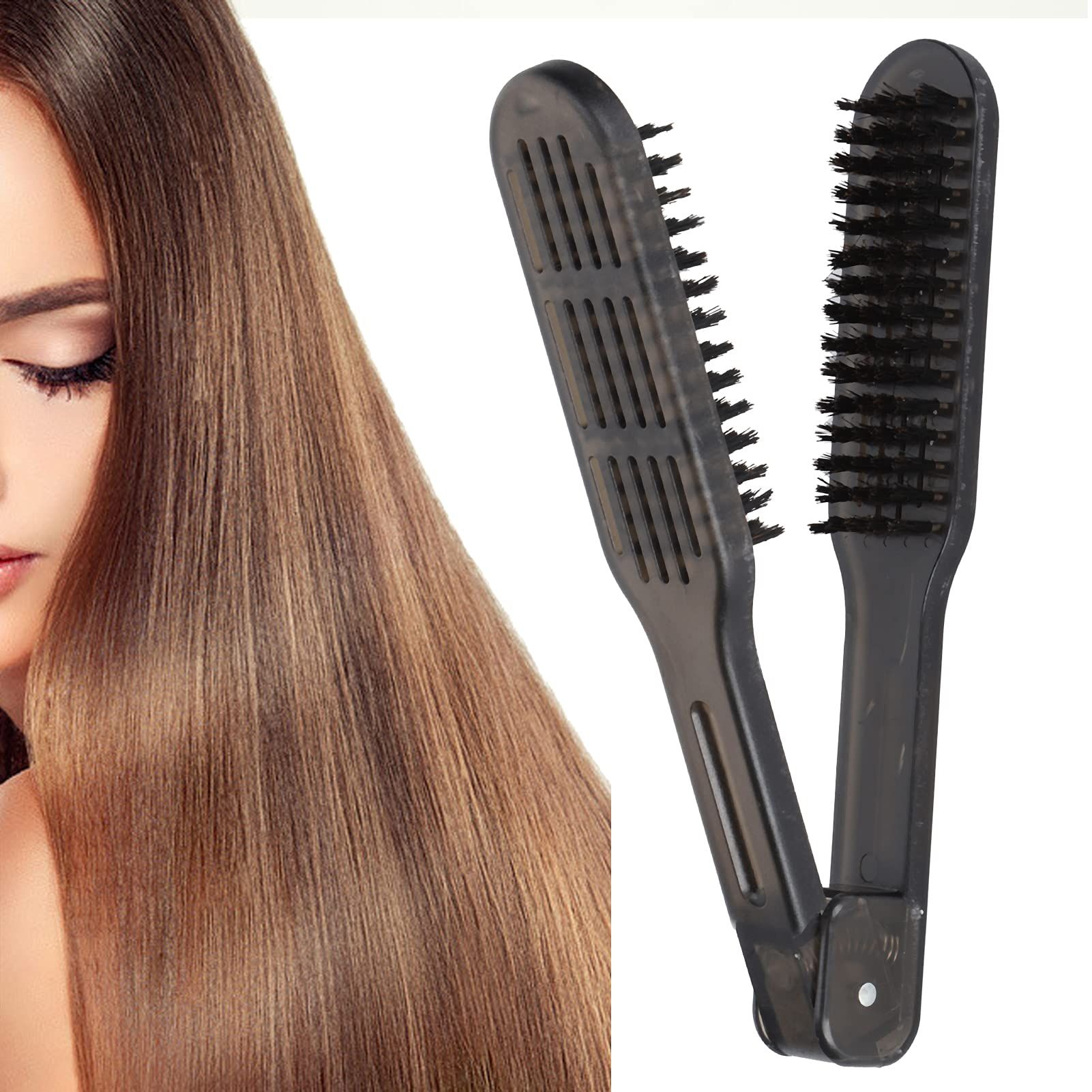Hair Straightening Comb, Double Sided Double Brush Comb Hard Straightener view 3