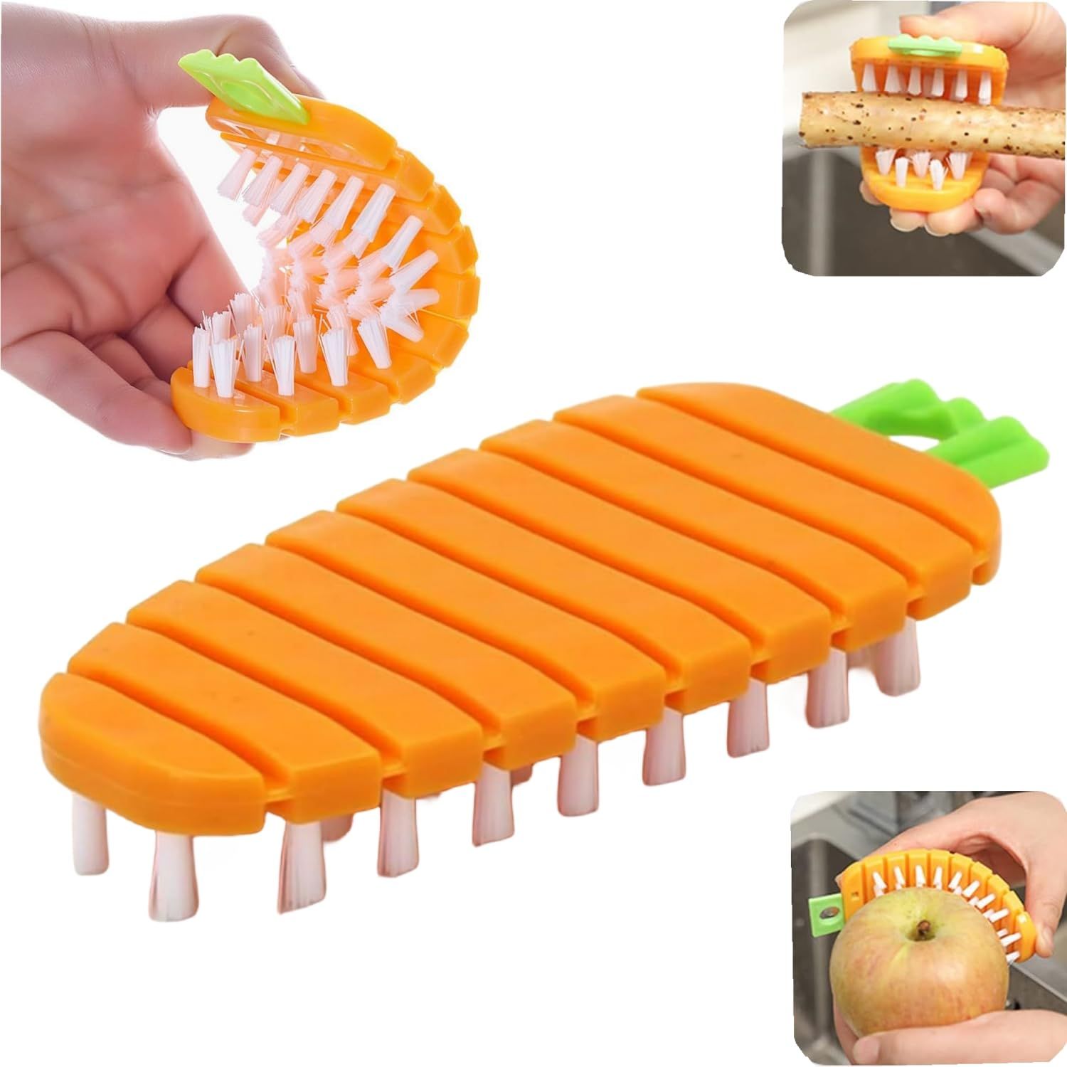 2Pcs Vegetable Brush,Multiple Segments are Bendable Fruit Vegetable Cleaning