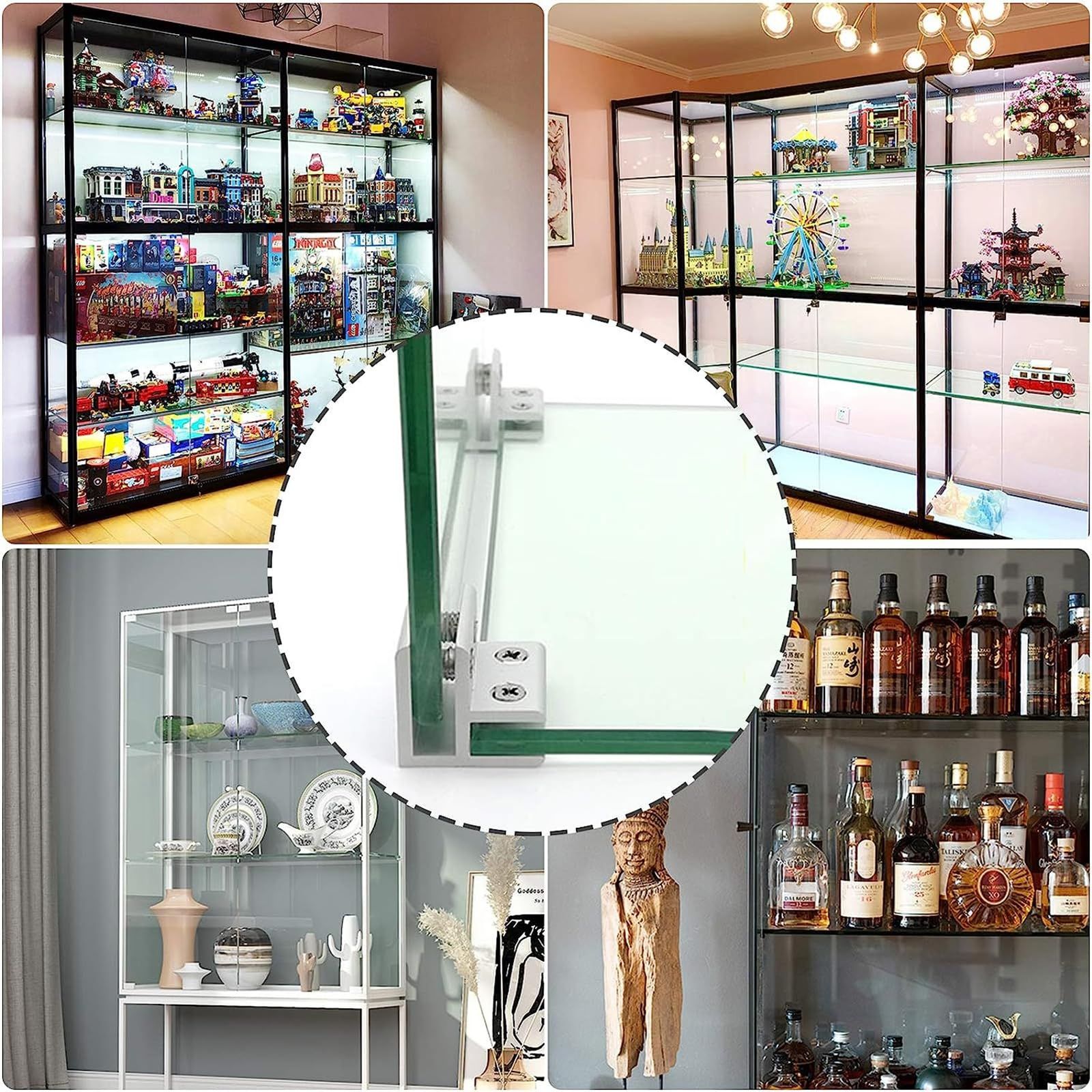 Glass Clamp, 4Pcs Adjustable 90 Degrees Glass Clips Aluminum Alloy Glass Shelf view 4