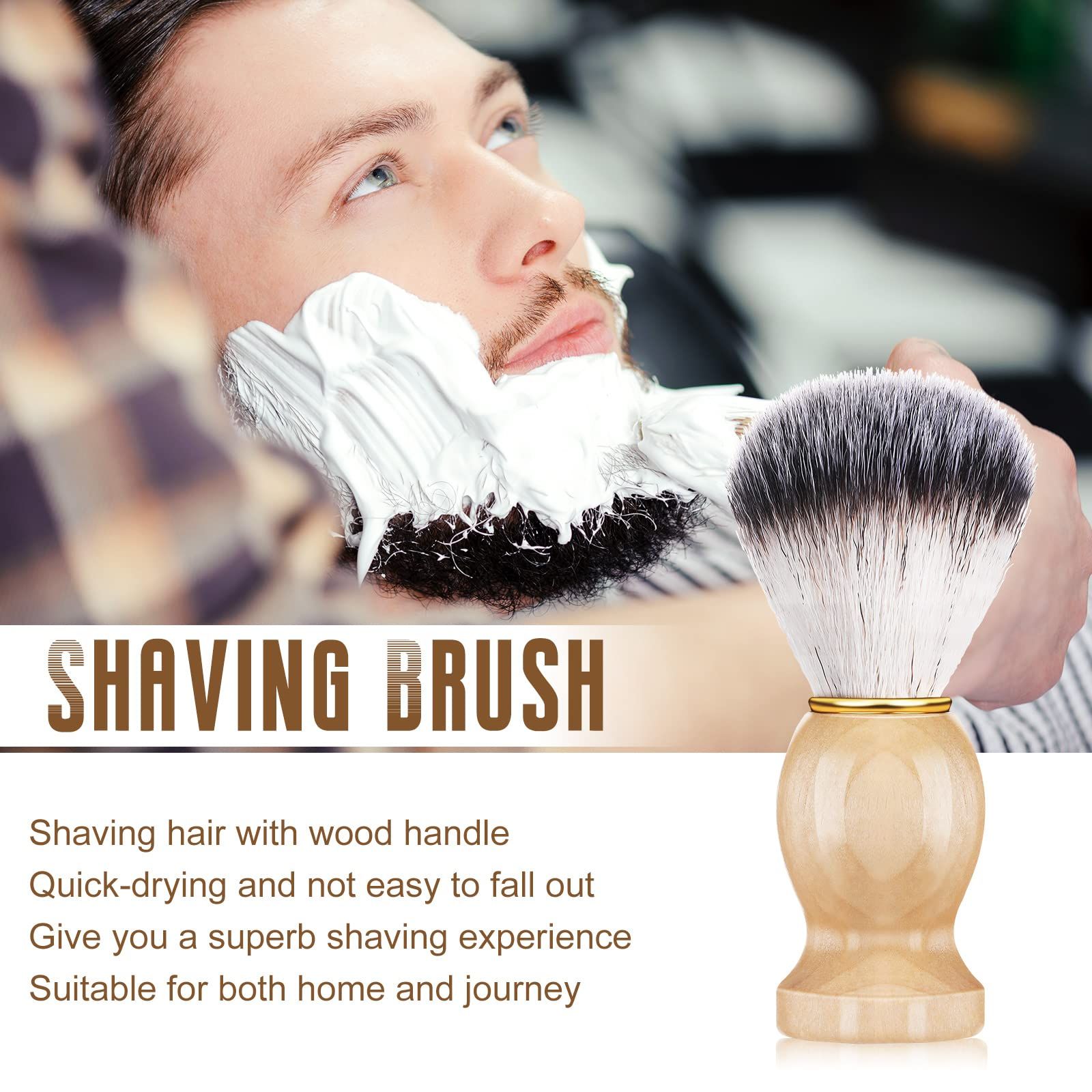 Wooden handle shaving brush view 2