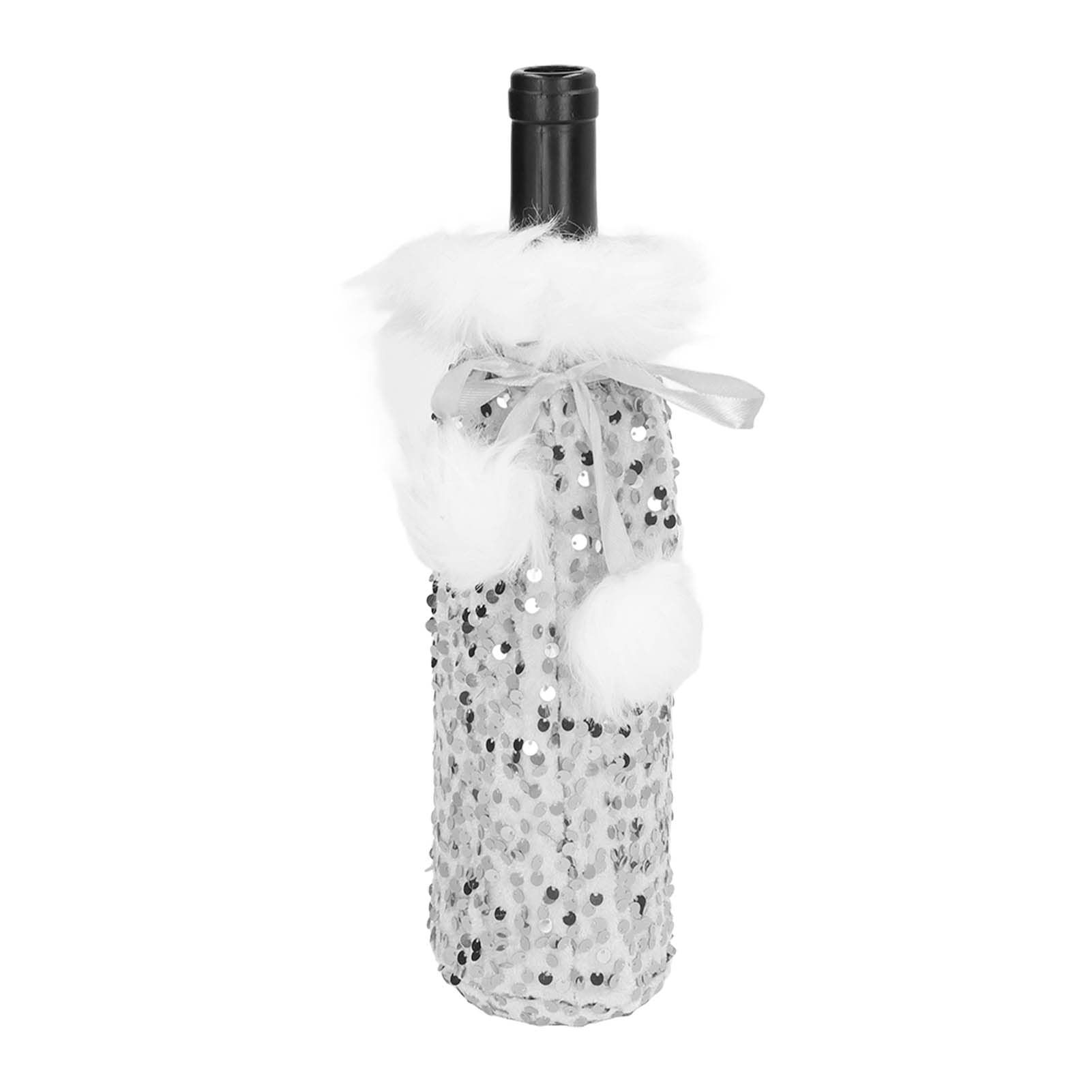 Christmas Wine Bottle Covers Wine Bottle Holder with Faux Fur Wine Bottle