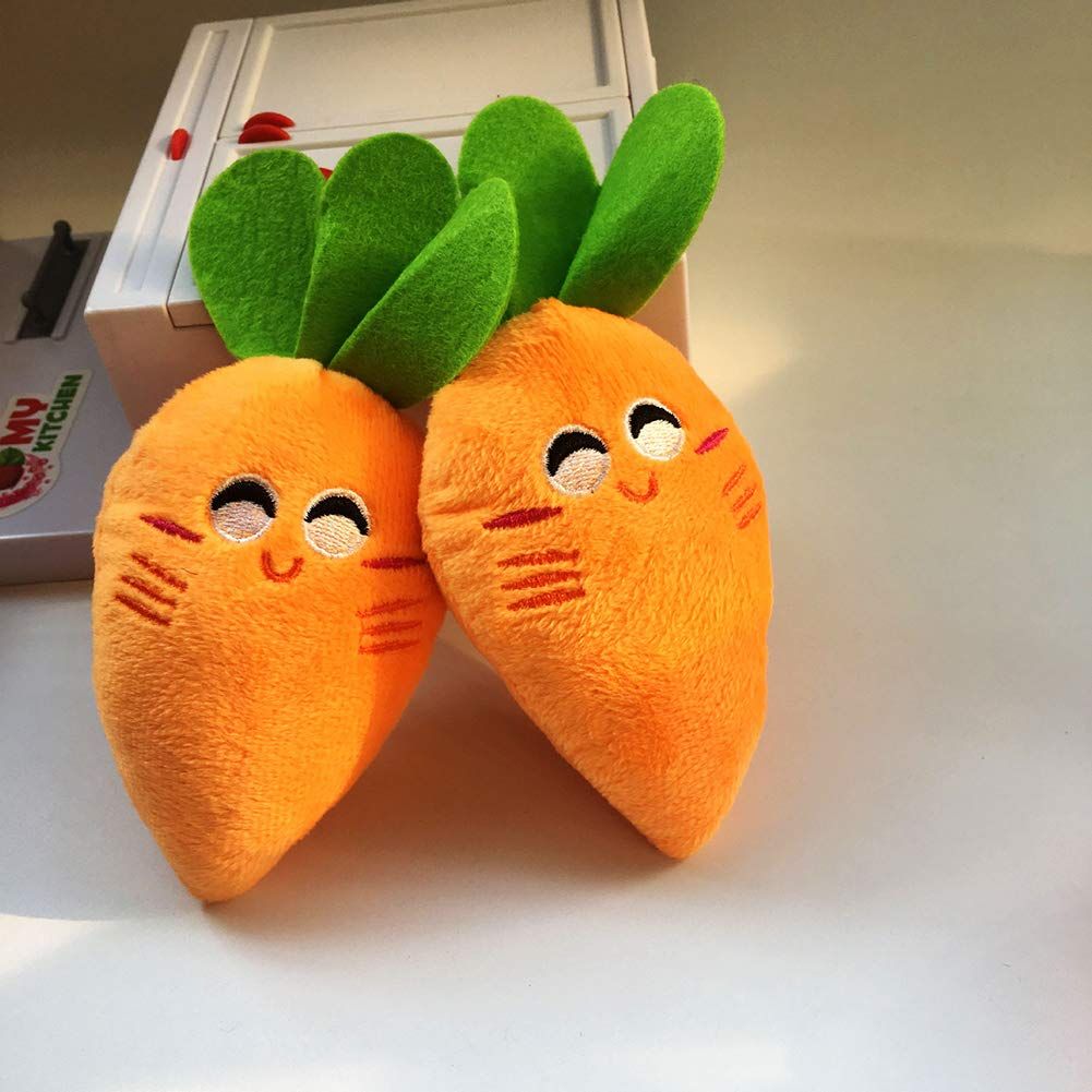 3pcs Soft Dog Toys Cute Carrot Plush Chew Squeaker Plush Dog and Cat Toys with view 2