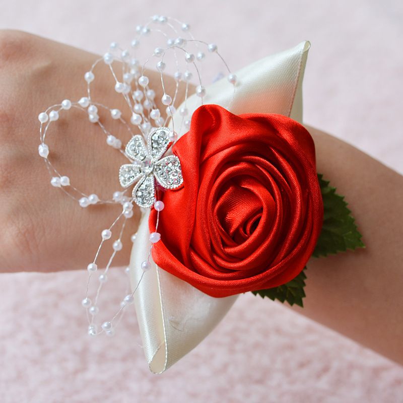 Fashionable wedding bridesmaid wrist flower bust party hand flower decoration view 2