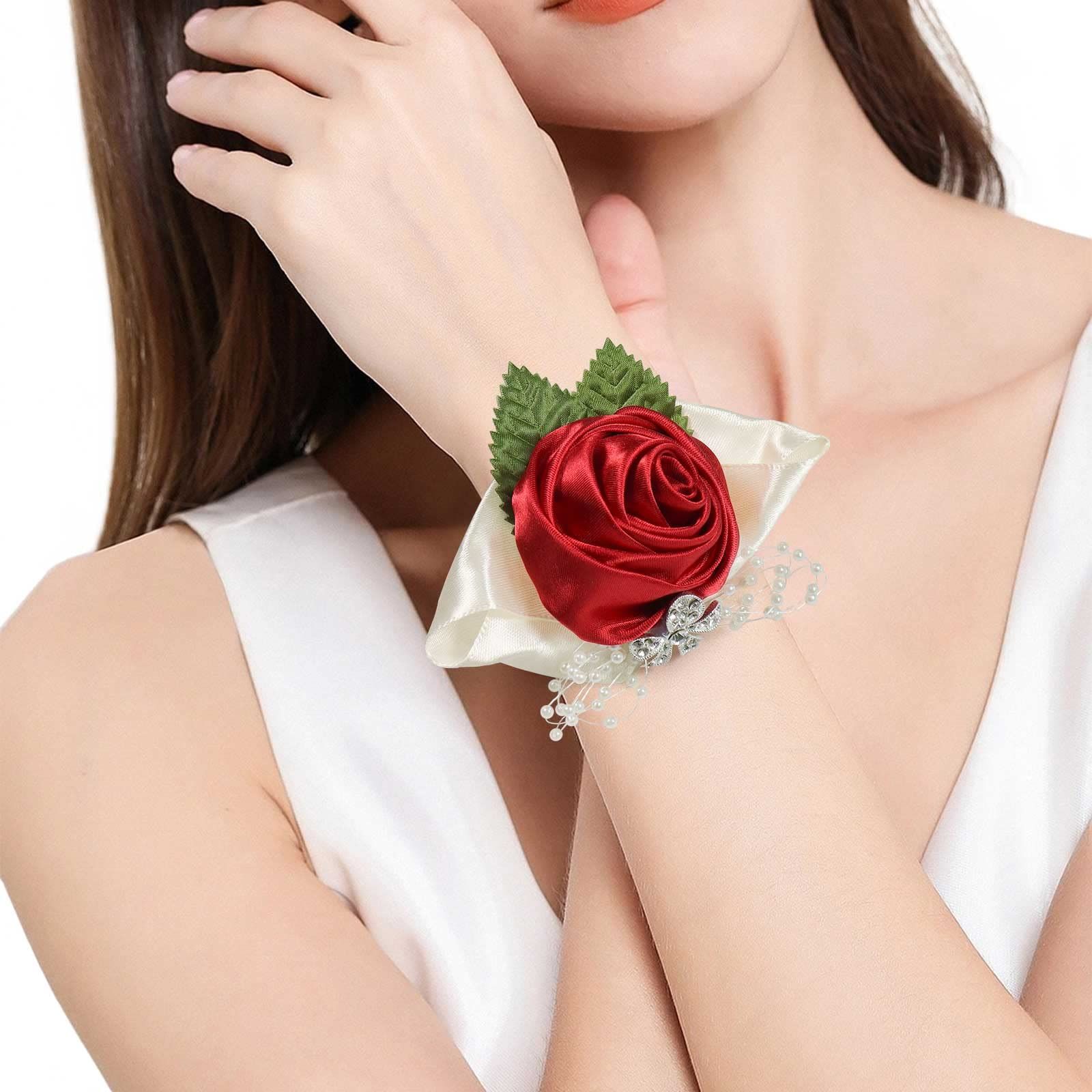 Fashionable wedding bridesmaid wrist flower bust party hand flower decoration view 3