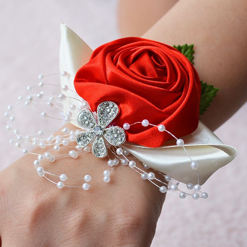 Fashionable wedding bridesmaid wrist flower bust party hand flower decoration view 5