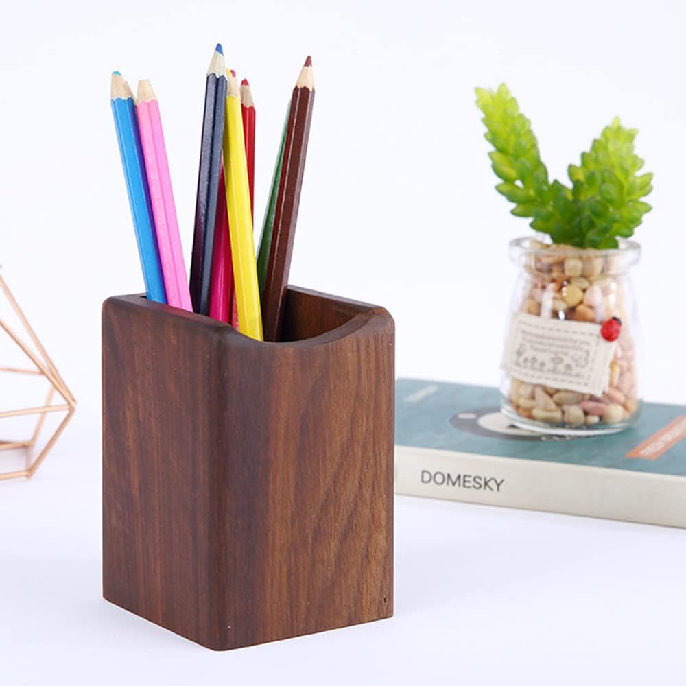 Pen Organizer Wooden Pencil Holder for Desk Office Organizer Natural Wood Pen view 2