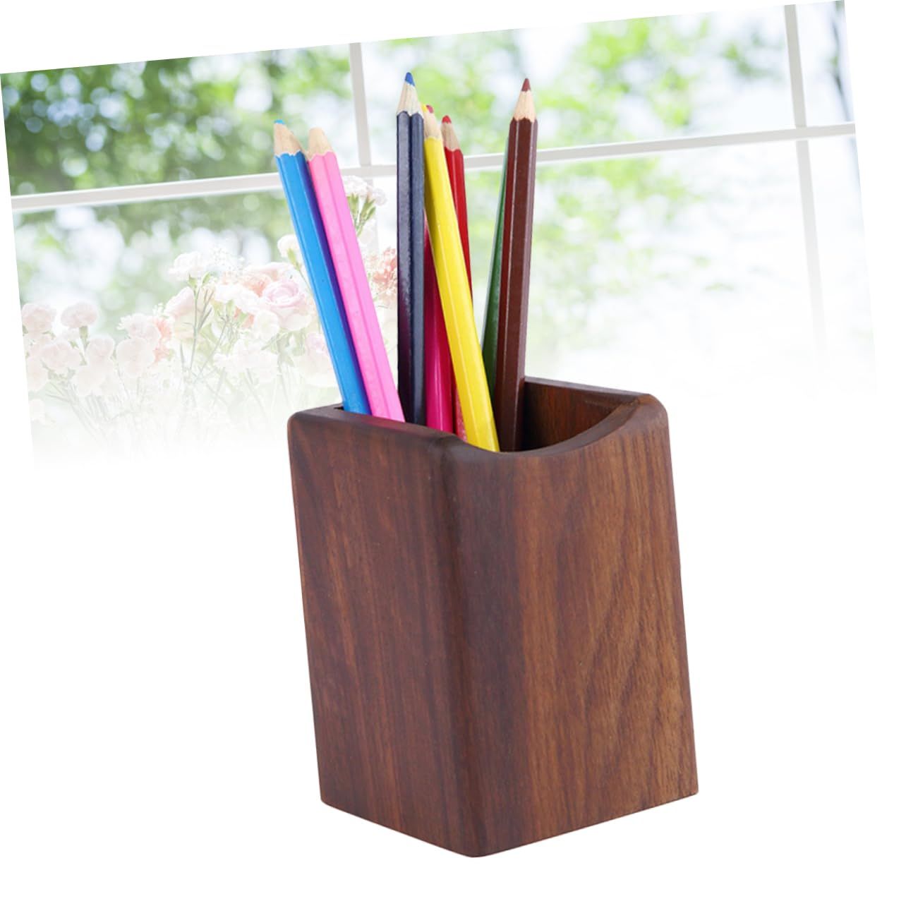 Pen Organizer Wooden Pencil Holder for Desk Office Organizer Natural Wood Pen view 5