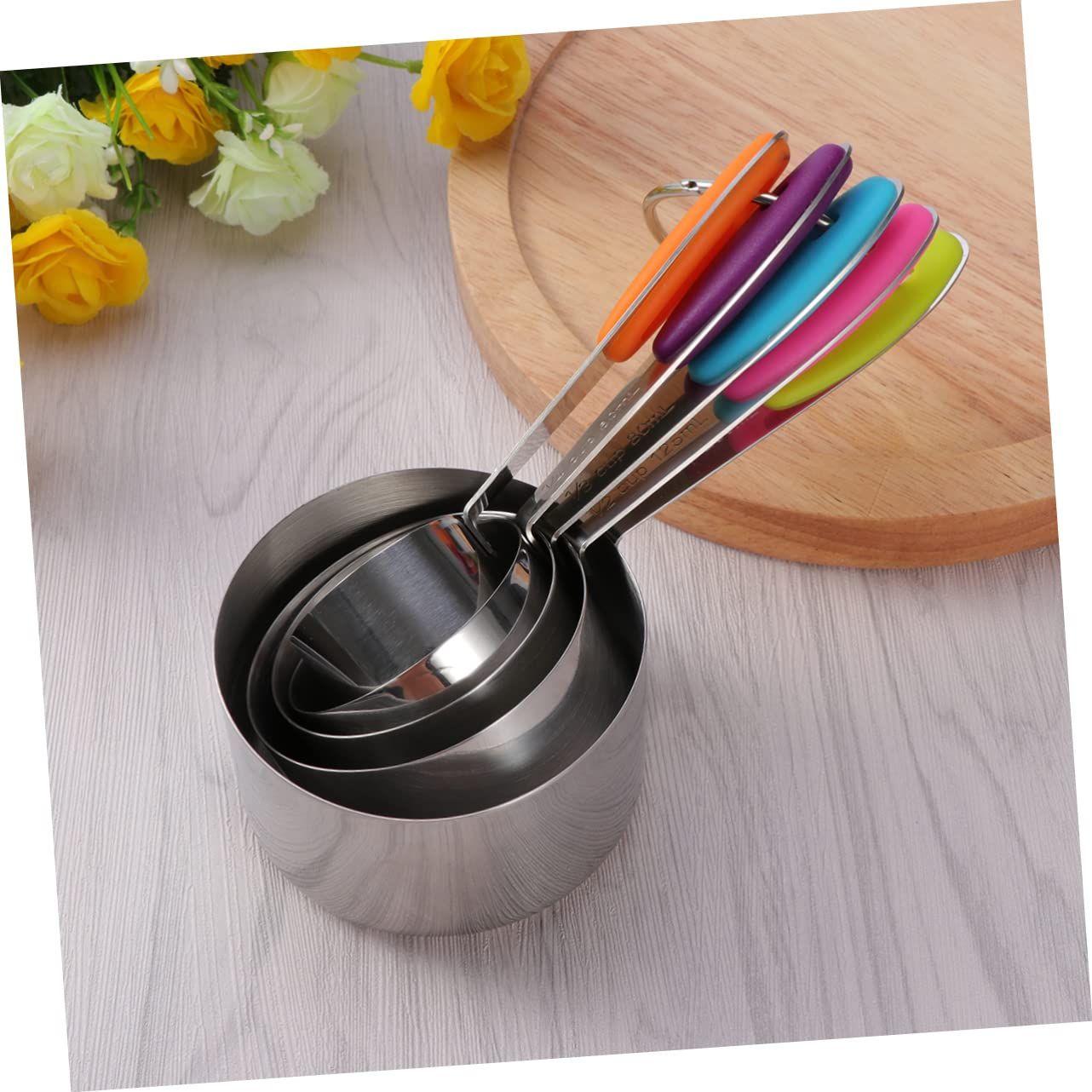Stainless steel 10 piece measuring spoon measuring cup set with scale view 2