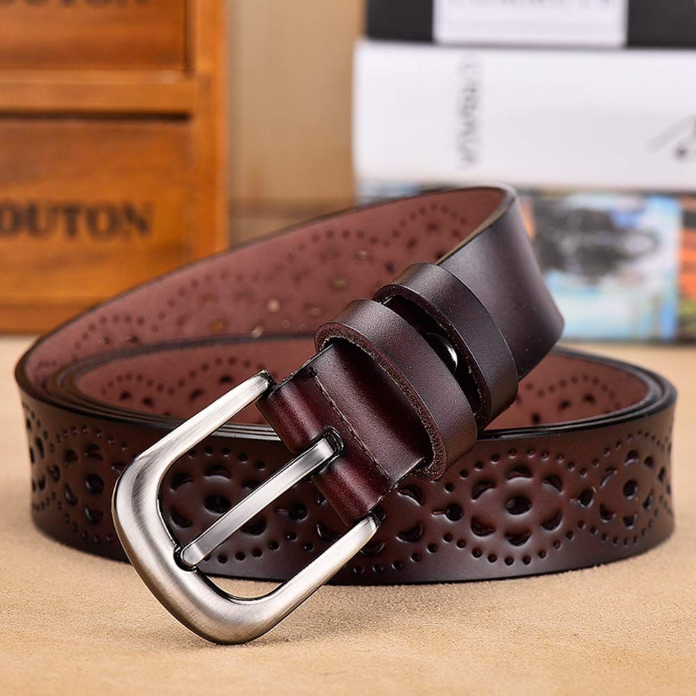 Women's Hollow Flower Leather Belt with Pin Buckle Waist Belts for Women for view 4