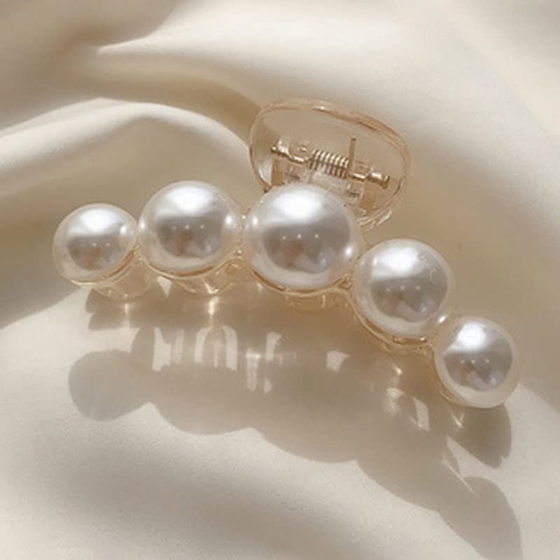 Pearl Hair Clips, Large Pearl Hair Claw Clips for Women, Non-Slip Pearl Hair view 2
