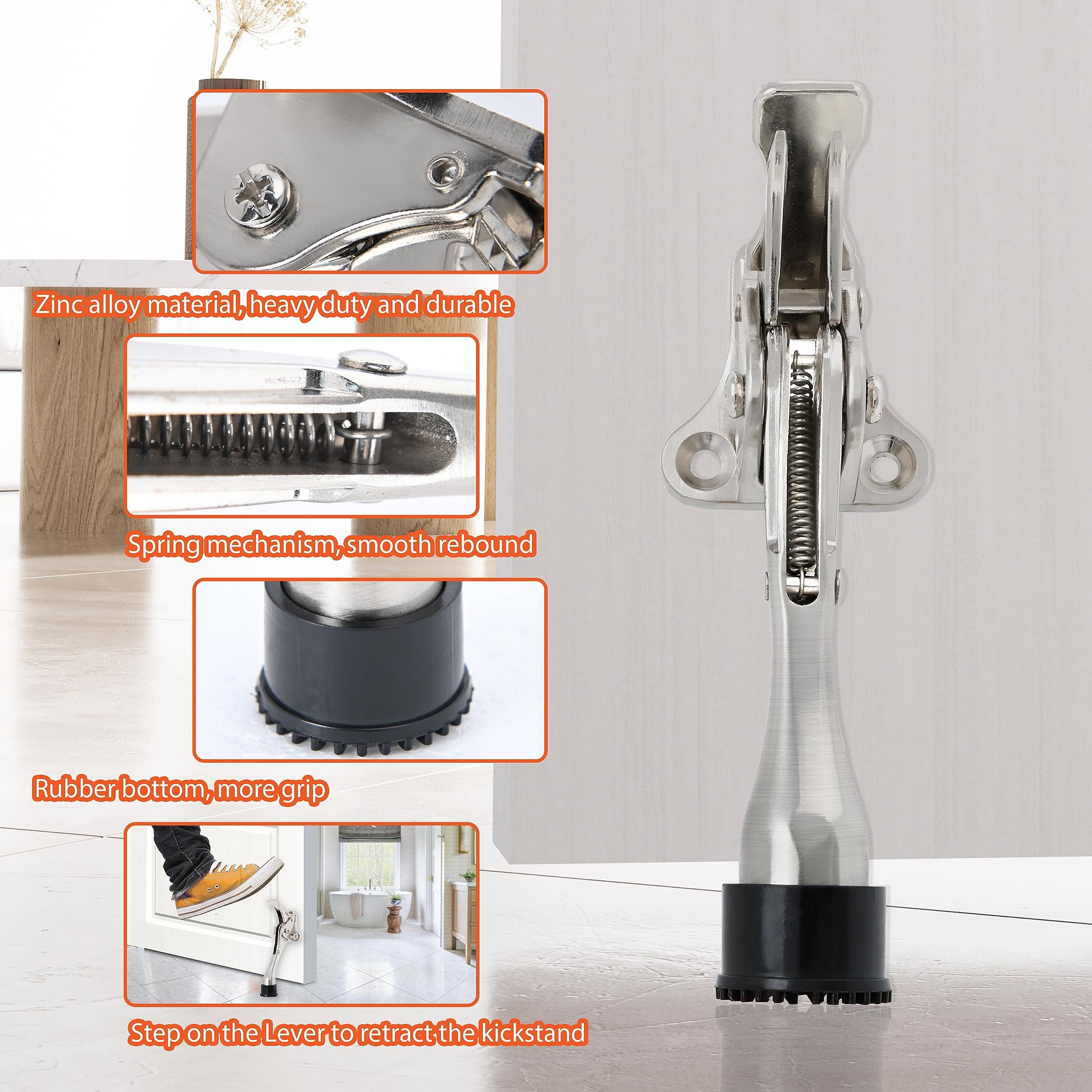 Kickdown Door Stop Door Holder semi-Automatic Doorstop 7Inch Hands-Free Open view 4
