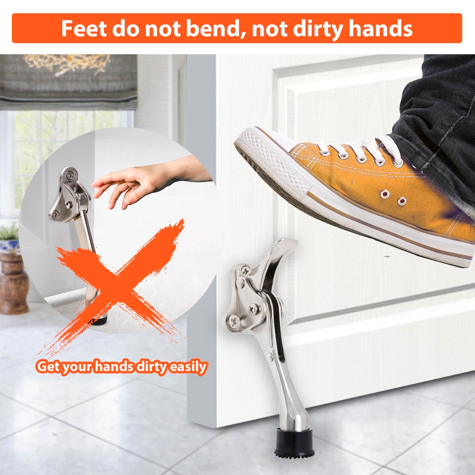 Kickdown Door Stop Door Holder semi-Automatic Doorstop 7Inch Hands-Free Open view 5