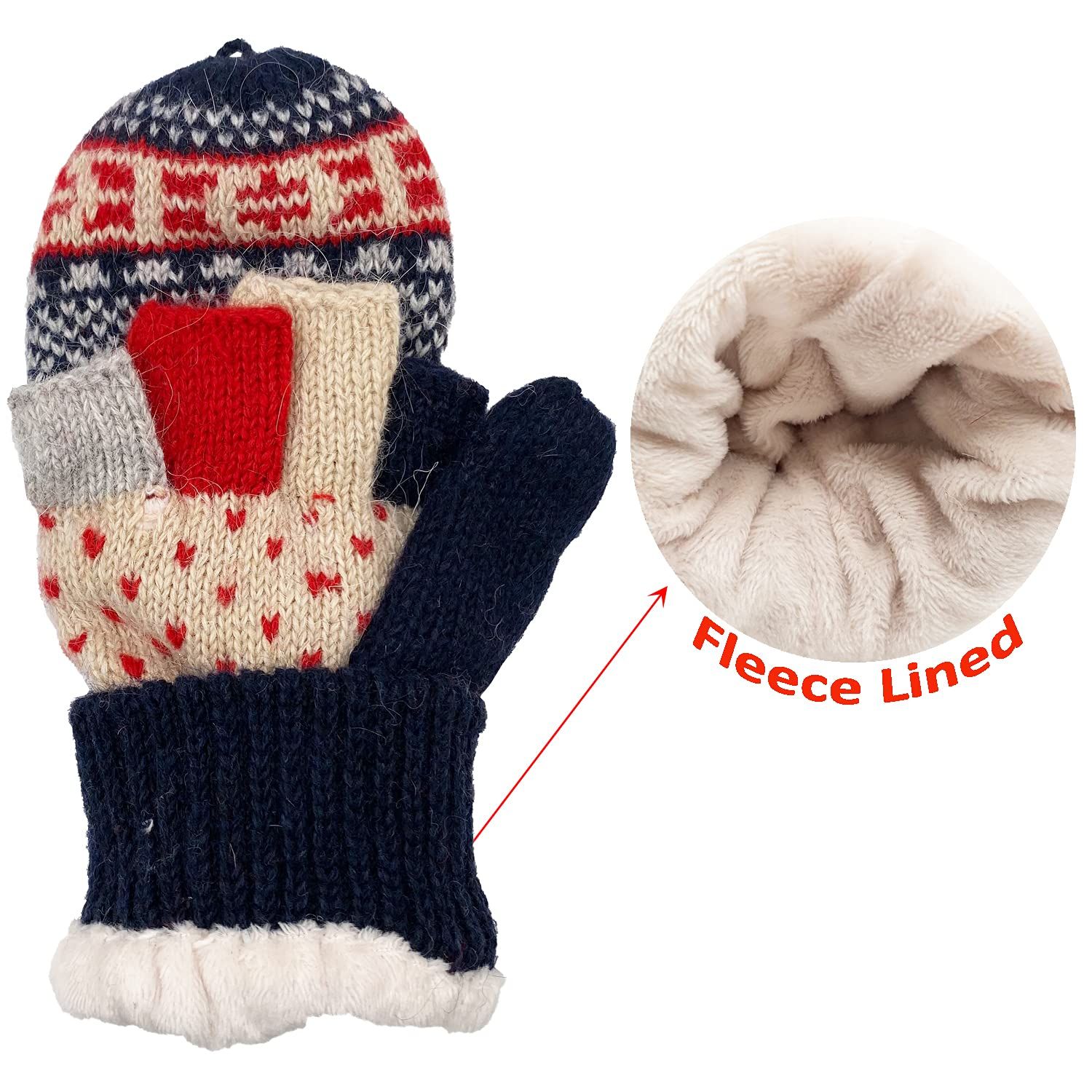 Winter Knitted Fingerless Gloves Thermal Insulation Warm Thickended Wool view 3