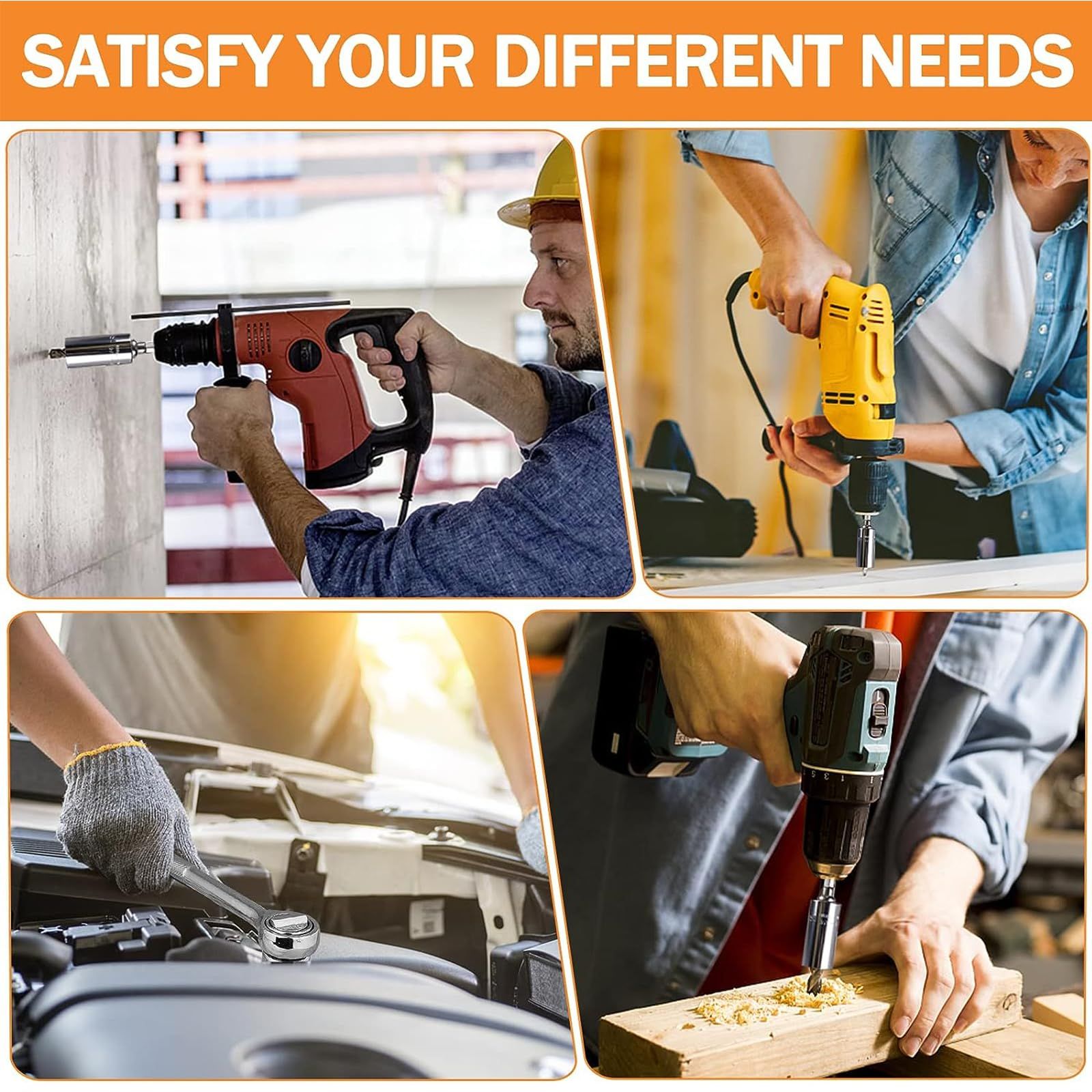 Universal Socket Tool, Tools for Men with Power Drill Adapter 1/4"-3/4" 2Pc view 2